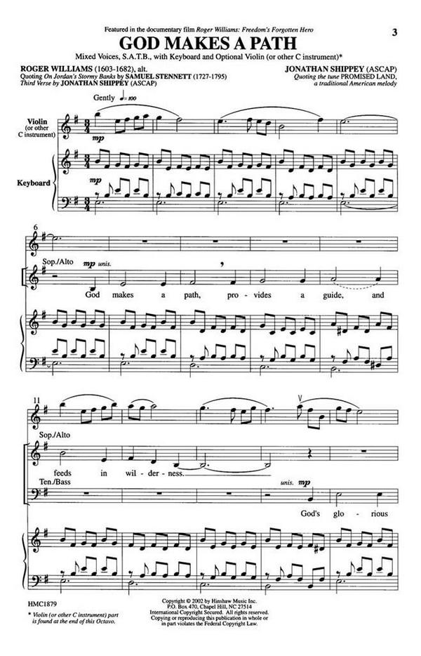 Jonathan Shippey, God Makes A Path&nbsp;&nbsp;SATB, Keyboard W/Optional Violin[Or C Instrument]&nbsp;&nbsp;Chorpartitur