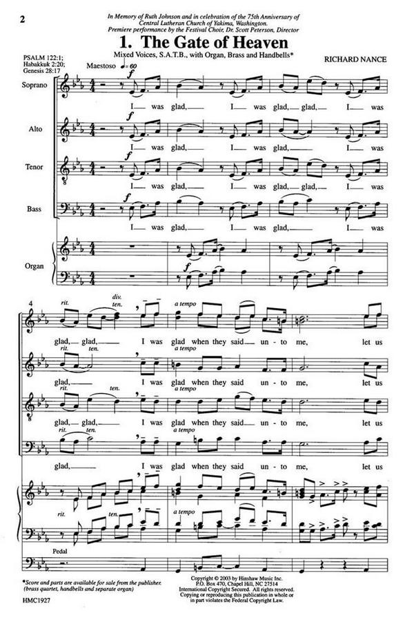 Richard Nance, Songs Of Celebration&nbsp;&nbsp;SATB and Organ&nbsp;&nbsp;Chorpartitur
