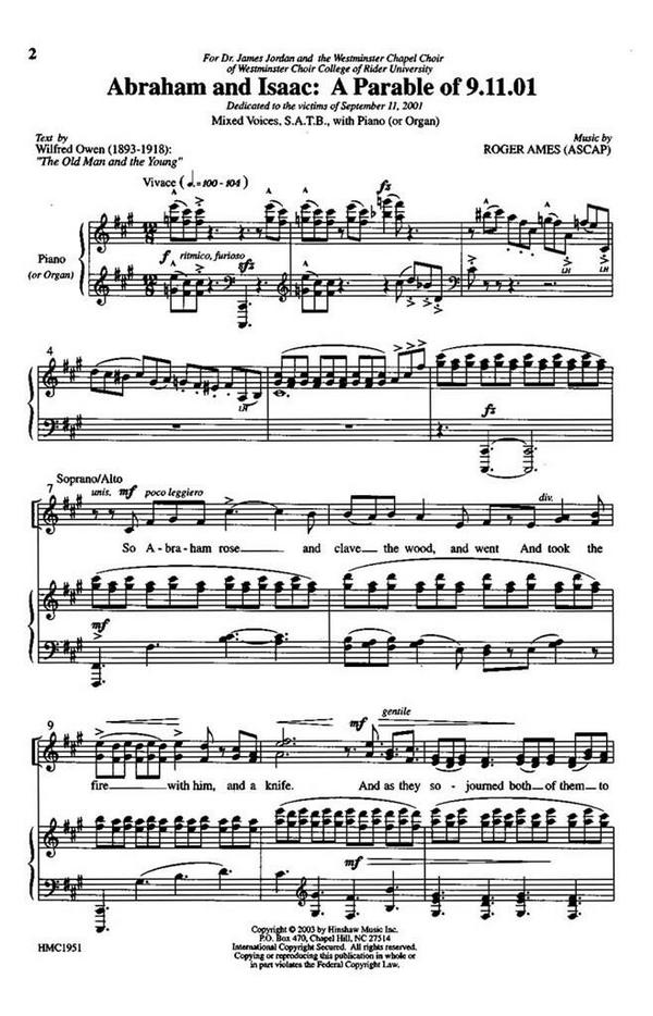 Roger Ames, Abraham And Isaac&nbsp;&nbsp;SATB Divisi, Keyboard&nbsp;&nbsp;Chorpartitur