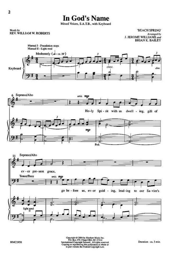 In God's Name&nbsp;&nbsp;SATB and Organ&nbsp;&nbsp;Chorpartitur