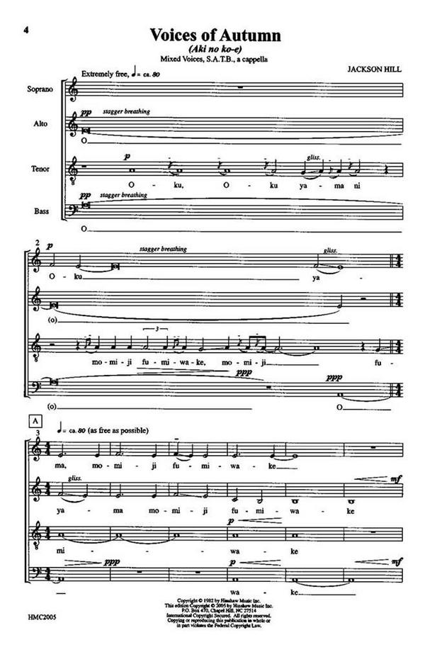 Jackson Hill, Voices Of Autumn&nbsp;&nbsp;SATB a Cappella&nbsp;&nbsp;Chorpartitur
