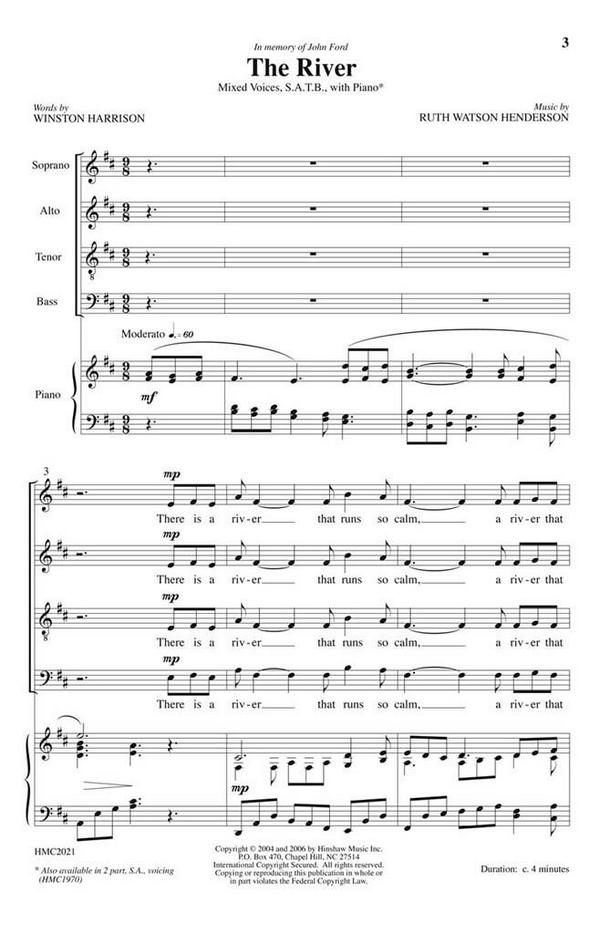 Ruth Watson Henderson, The River&nbsp;&nbsp;SATB, Piano&nbsp;&nbsp;Chorpartitur