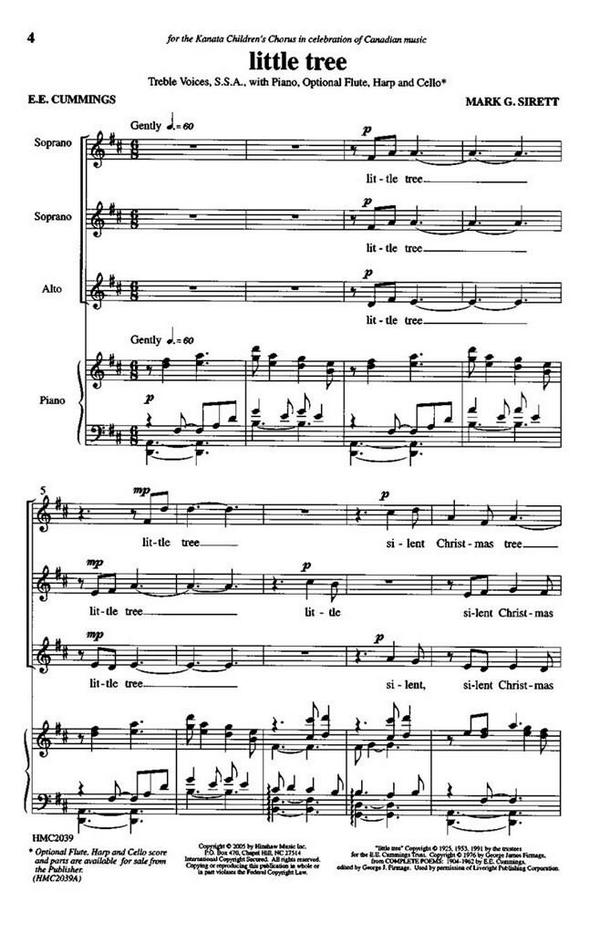 Dr. Mark Sirett, Little Tree&nbsp;&nbsp;SSA, Piano&nbsp;&nbsp;Chorpartitur