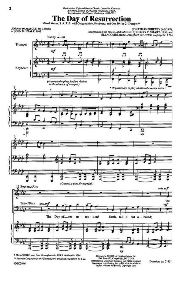Jonathan Shippey, The Day Of Resurrection&nbsp;&nbsp;SATB, Congregation, Keyboard and Optional Trumpet&nbsp;&nbsp;Chorpartitur