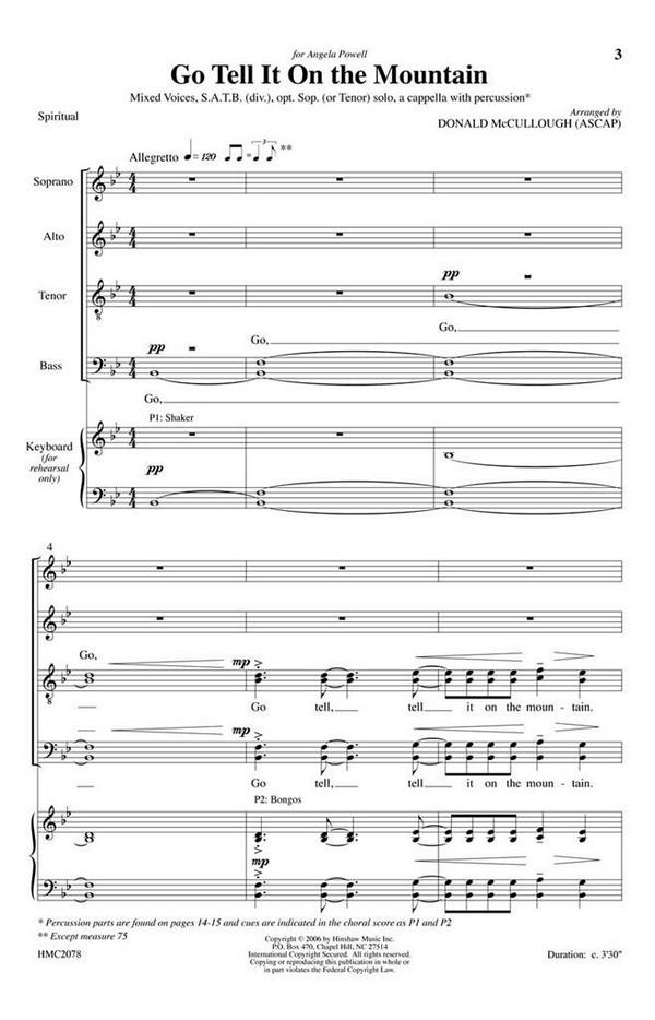 Go Tell It On The Mountain&nbsp;&nbsp;SATB Divisi with Soprano Solo, a Cappella&nbsp;&nbsp;Chorpartitur