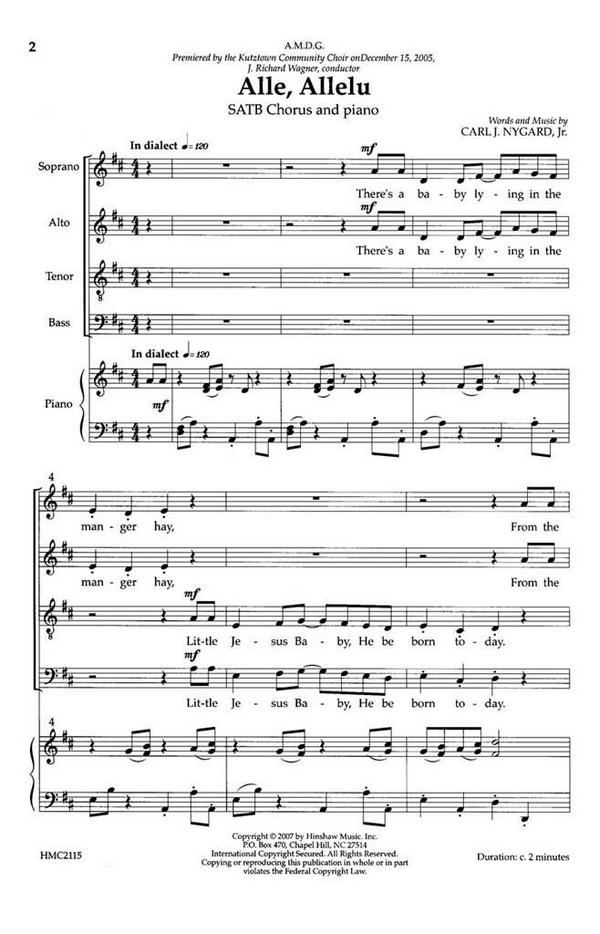 Carl Nygard, Alle, Allelu&nbsp;&nbsp;SATB, Piano&nbsp;&nbsp;Chorpartitur