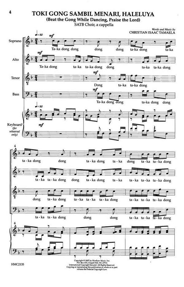 Christian Izaak Tamaela, Toki Gong Sambil Menari, Haleluya&nbsp;&nbsp;SATB a Cappella&nbsp;&nbsp;Chorpartitur
