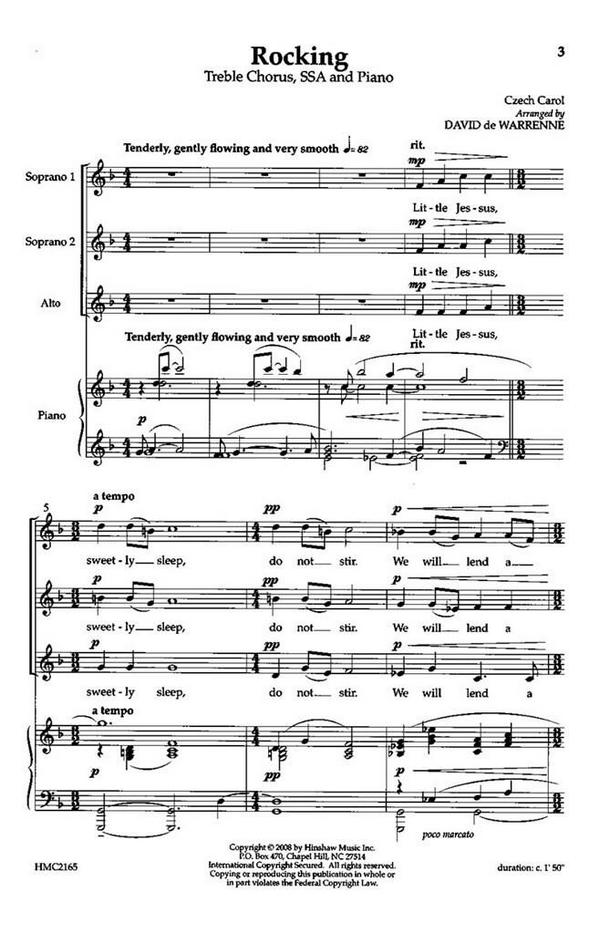 Rocking&nbsp;&nbsp;SSA, Piano&nbsp;&nbsp;Chorpartitur