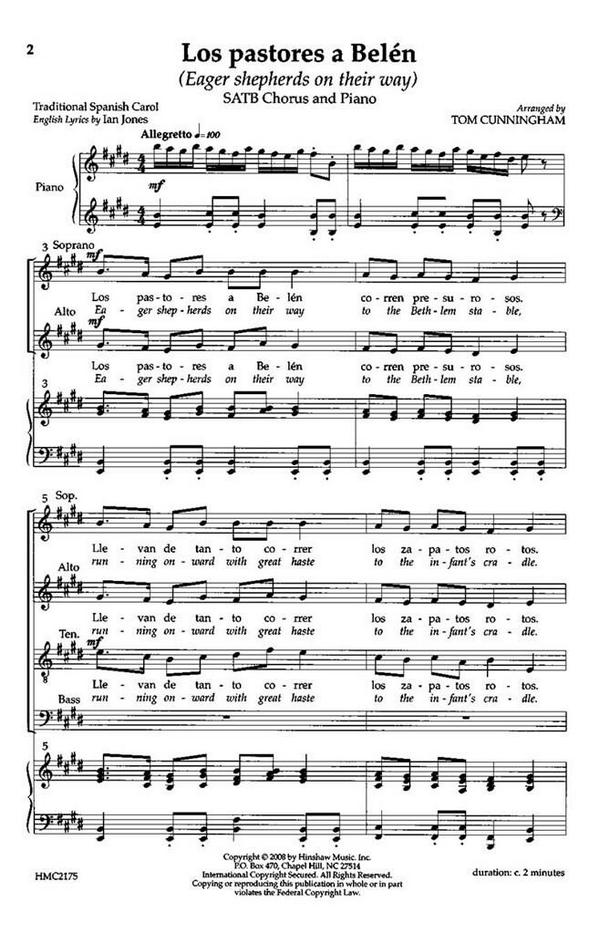 Los Pastores A Belen -Eager Shepherds On Their Way&nbsp;&nbsp;SATB, Piano&nbsp;&nbsp;Chorpartitur