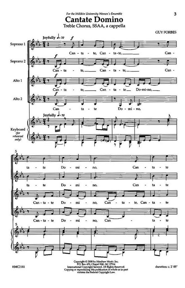 Guy Forbes, Cantate Domino&nbsp;&nbsp;SSAA a Cappella&nbsp;&nbsp;Chorpartitur
