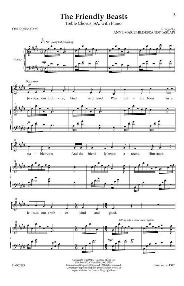 The Friendly Beasts&nbsp;&nbsp;SA, Piano&nbsp;&nbsp;Chorpartitur