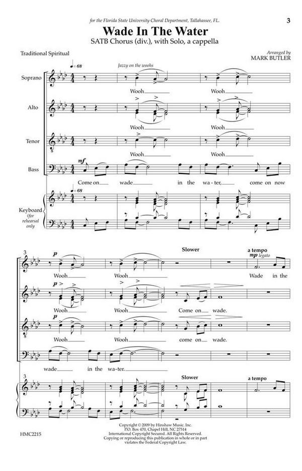Wade In The Water&nbsp;&nbsp;SATB Divisi a Cappella&nbsp;&nbsp;Chorpartitur