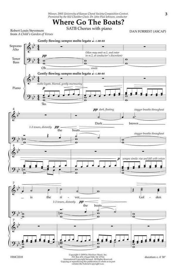 Dan Forrest, Where Go The Boats&nbsp;&nbsp;SATB, Piano&nbsp;&nbsp;Chorpartitur