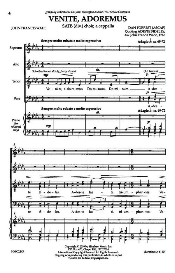 Dan Forrest, Venite, Adoremus&nbsp;&nbsp;SATB Divisi a Cappella&nbsp;&nbsp;Chorpartitur
