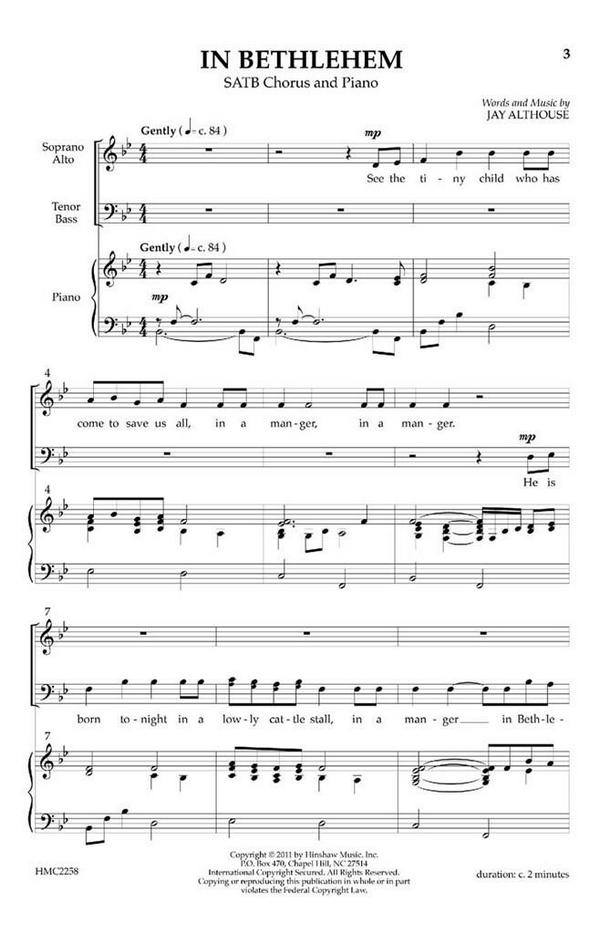 Jay Althouse, In Bethlehem&nbsp;&nbsp;SATB, Piano&nbsp;&nbsp;Chorpartitur