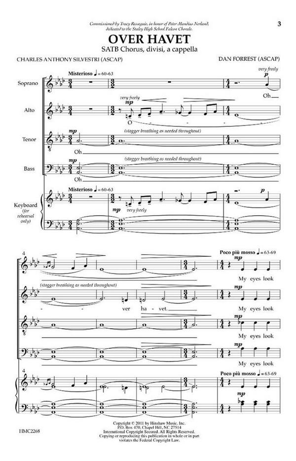 Dan Forrest, Over Havet&nbsp;&nbsp;SATB Divisi a Cappella&nbsp;&nbsp;Chorpartitur