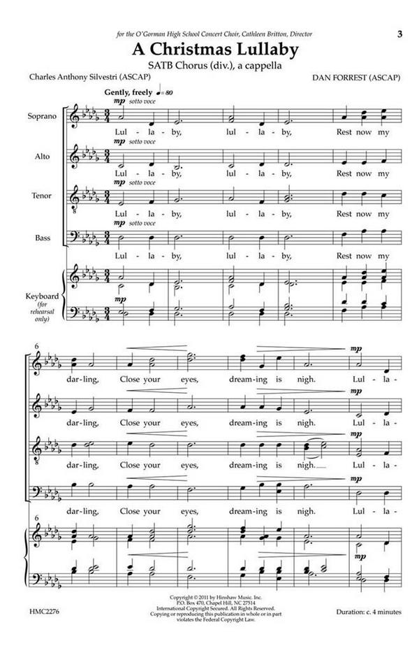 Dan Forrest, A Christmas Lullaby&nbsp;&nbsp;SATB Divisi a Cappella&nbsp;&nbsp;Chorpartitur