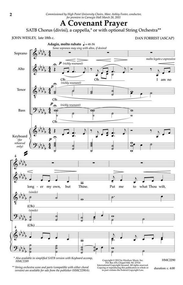Dan Forrest, A Covenant Prayer (A Cappella)&nbsp;&nbsp;SATB Divisi a Cappella&nbsp;&nbsp;Chorpartitur
