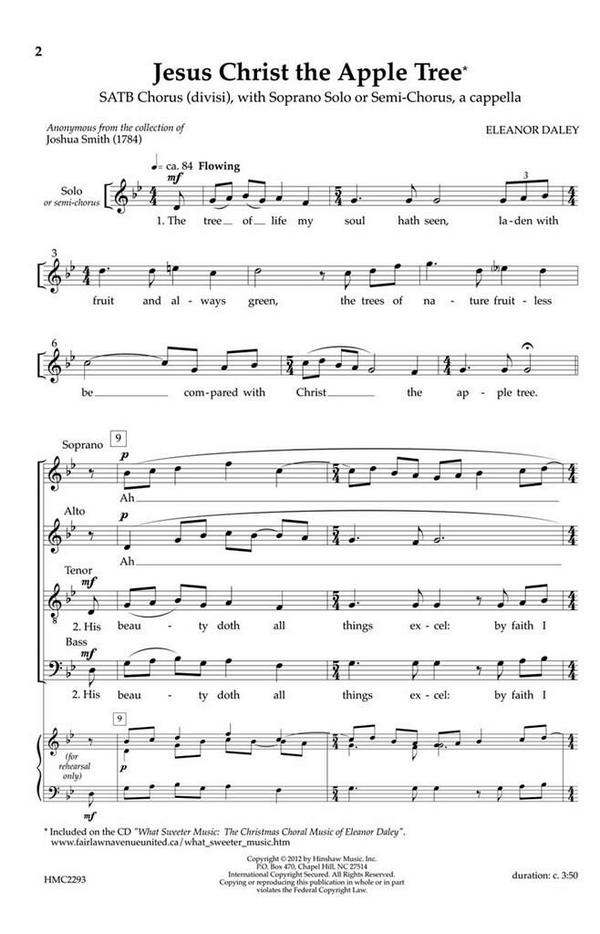 Eleanor Daley, Jesus Christ, The Apple Tree&nbsp;&nbsp;SATB Divisi with Soprano Solo, a Cappella&nbsp;&nbsp;Chorpartitur