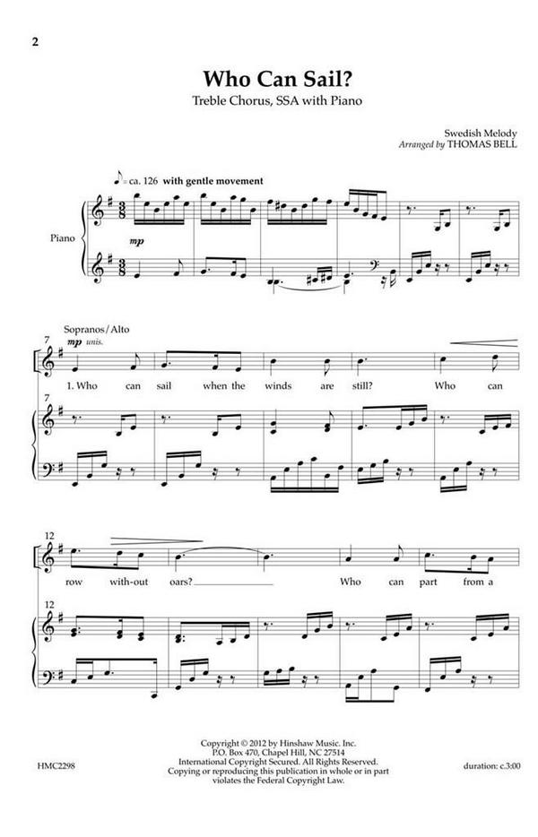 Who Can Sail?&nbsp;&nbsp;SSA, Piano&nbsp;&nbsp;Chorpartitur
