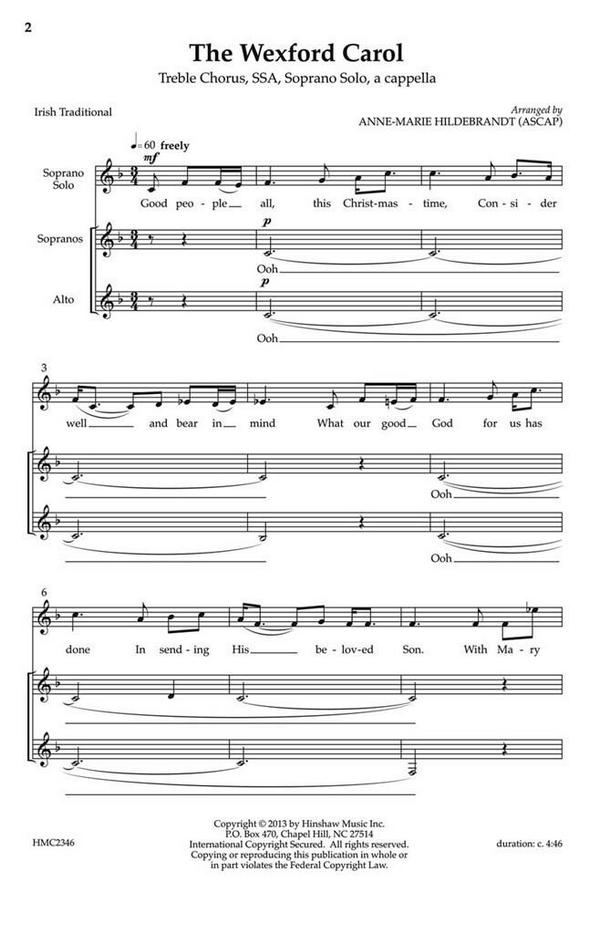 The Wexford Carol&nbsp;&nbsp;SSA a Cappella&nbsp;&nbsp;Chorpartitur