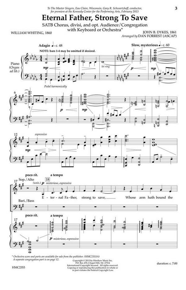 John Bacchus Dykes, Eternal Father, Strong To Save&nbsp;&nbsp;SATB, Piano&nbsp;&nbsp;Chorpartitur