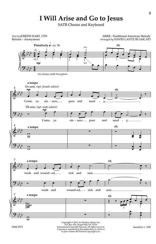 I Will Arise And Go To Jesus&nbsp;&nbsp;SATB and Keyboard&nbsp;&nbsp;Chorpartitur