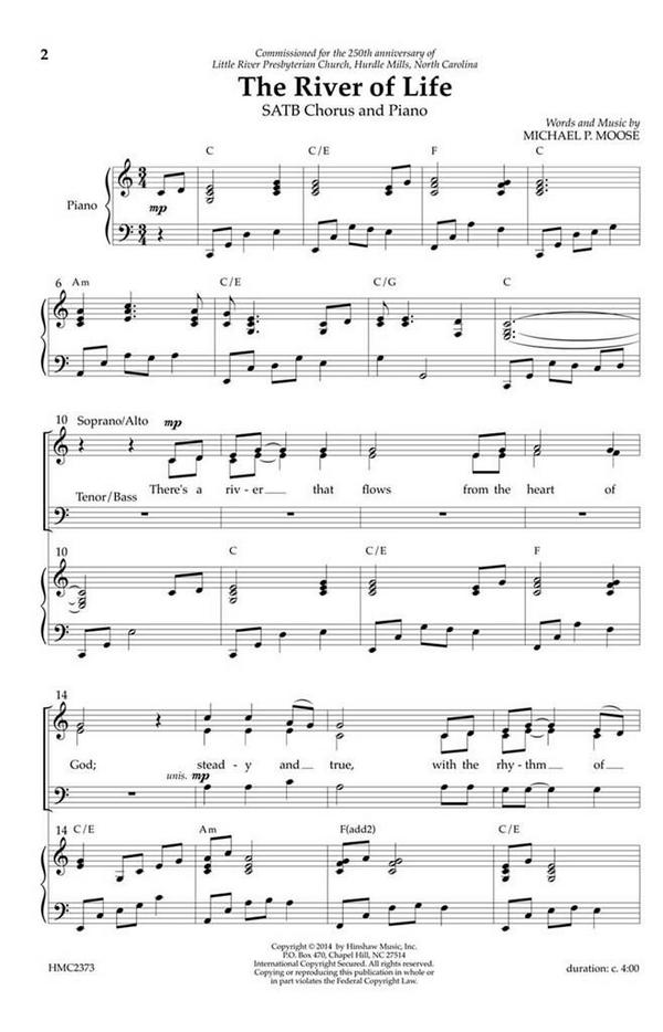 Michael P. Moose, The River Of Life&nbsp;&nbsp;SATB, Piano&nbsp;&nbsp;Chorpartitur