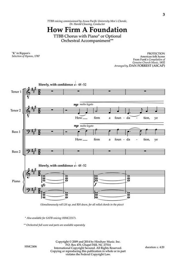 How Firm A Foundation (TTBB)&nbsp;&nbsp;TTBB, Piano&nbsp;&nbsp;Chorpartitur