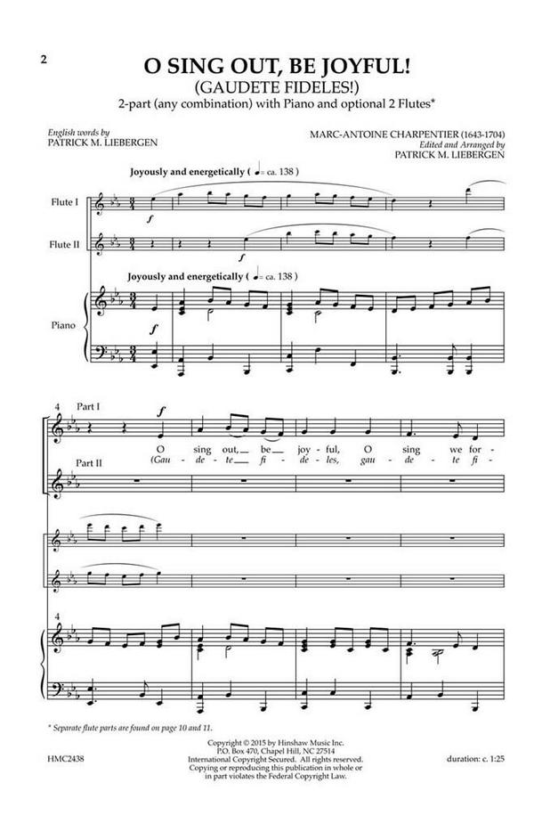 Marc-Antoine Charpentier, O Sing Out, Be Joyful! (Gaudete Fideles)&nbsp;&nbsp;2-Part Choir and Keyboard&nbsp;&nbsp;Chorpartitur