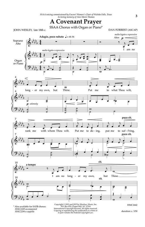 Dan Forrest, A Covenant Prayer (Ssaa-Accompanied)&nbsp;&nbsp;SSAA, Keyboard&nbsp;&nbsp;Chorpartitur