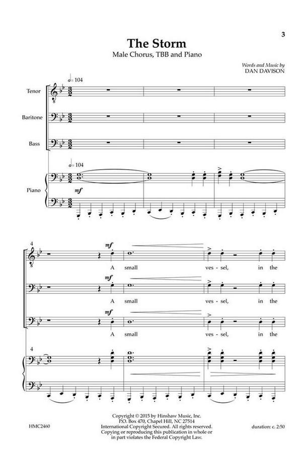 Dan Davison, The Storm&nbsp;&nbsp;TBB&nbsp;&nbsp;Chorpartitur
