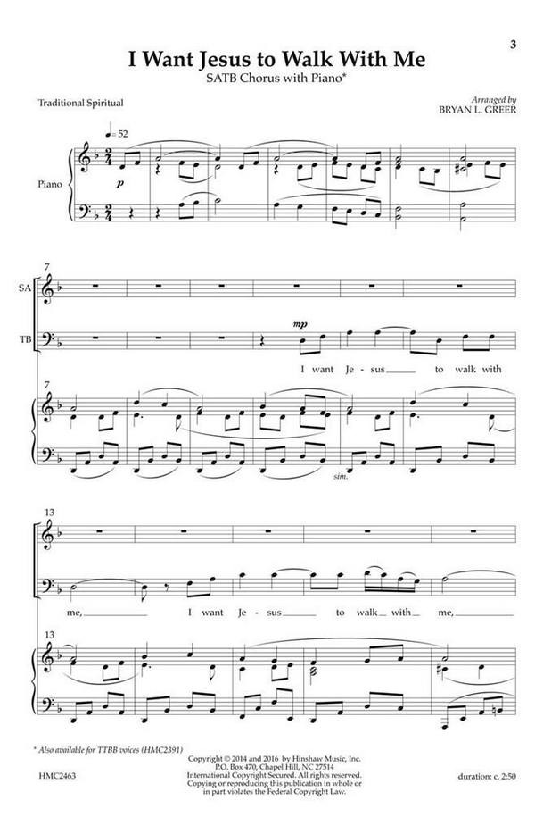 I Want Jesus to Walk with Me&nbsp;&nbsp;SATB&nbsp;&nbsp;Chorpartitur