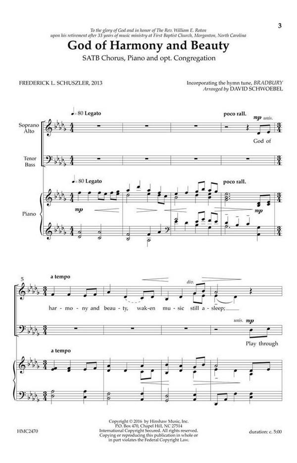 David Schwoebel, God Of Harmony And Beauty&nbsp;&nbsp;SATB&nbsp;&nbsp;Chorpartitur