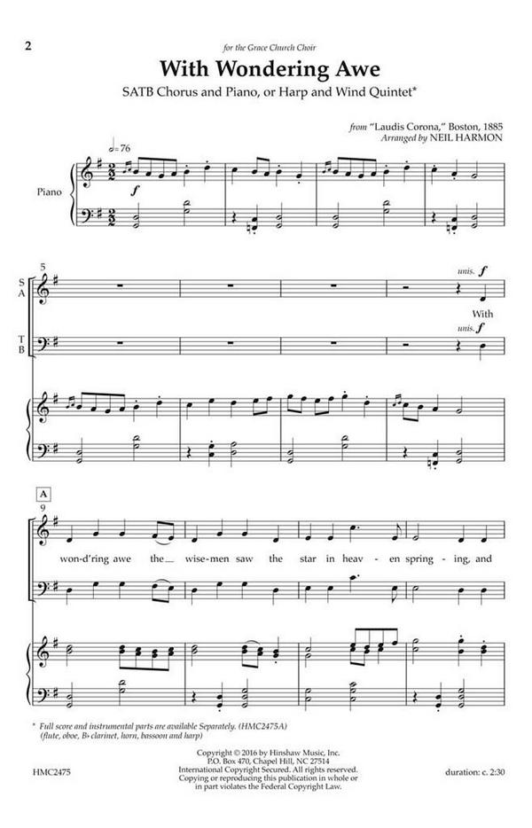 With Wondering Awe&nbsp;&nbsp;SATB&nbsp;&nbsp;Chorpartitur