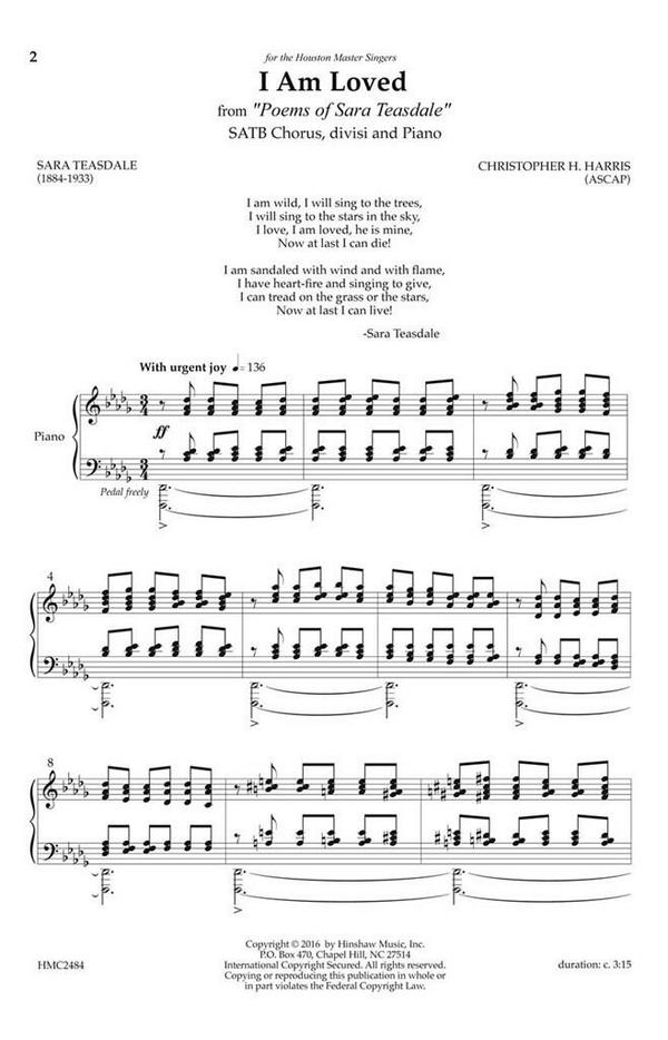 Christopher H. Harris, I Am Loved&nbsp;&nbsp;SATB Divisi&nbsp;&nbsp;Chorpartitur