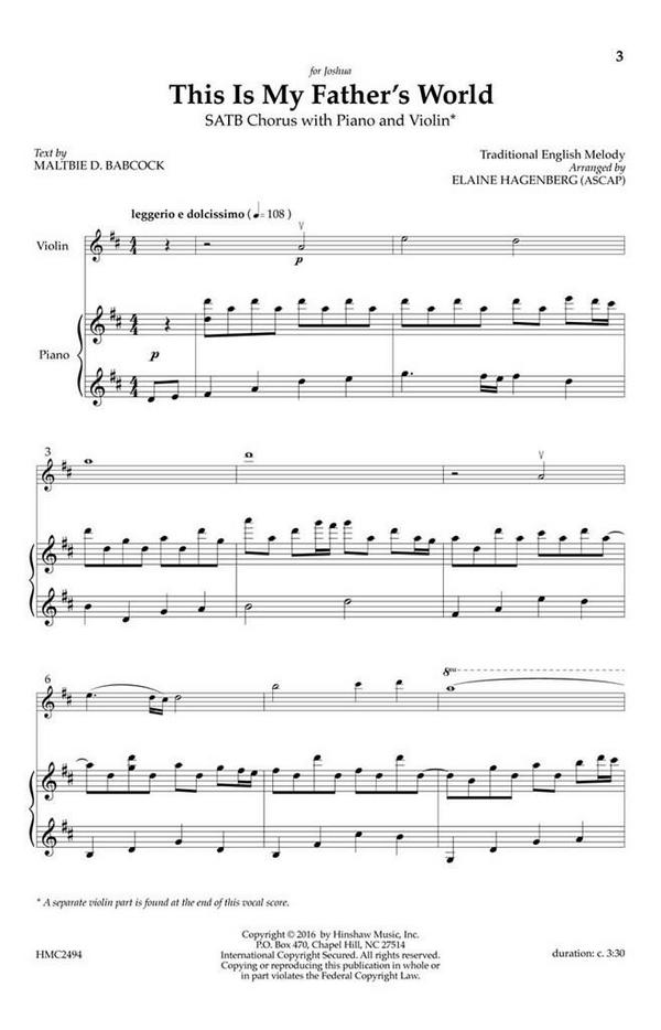 This Is My Father's World&nbsp;&nbsp;SATB&nbsp;&nbsp;Chorpartitur