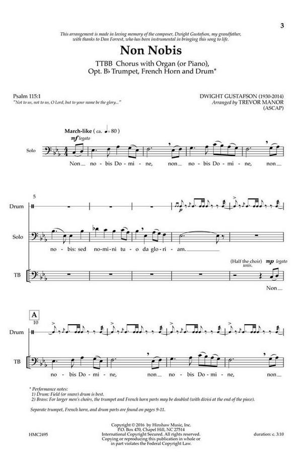 Dwight Gustafson, Non Nobis&nbsp;&nbsp;TTBB&nbsp;&nbsp;Chorpartitur