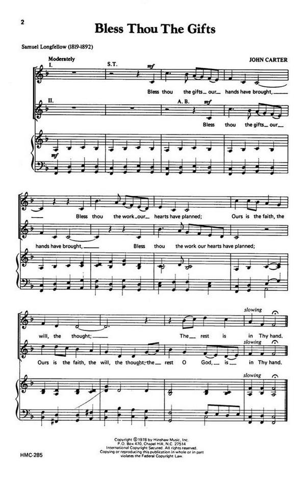 John Carter, Praise Songs&nbsp;&nbsp;Gemischter Chor&nbsp;&nbsp;Chorpartitur