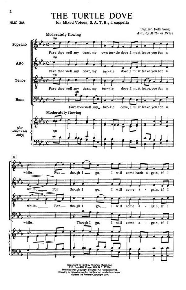 The Turtle Dove&nbsp;&nbsp;SATB a Cappella&nbsp;&nbsp;Chorpartitur