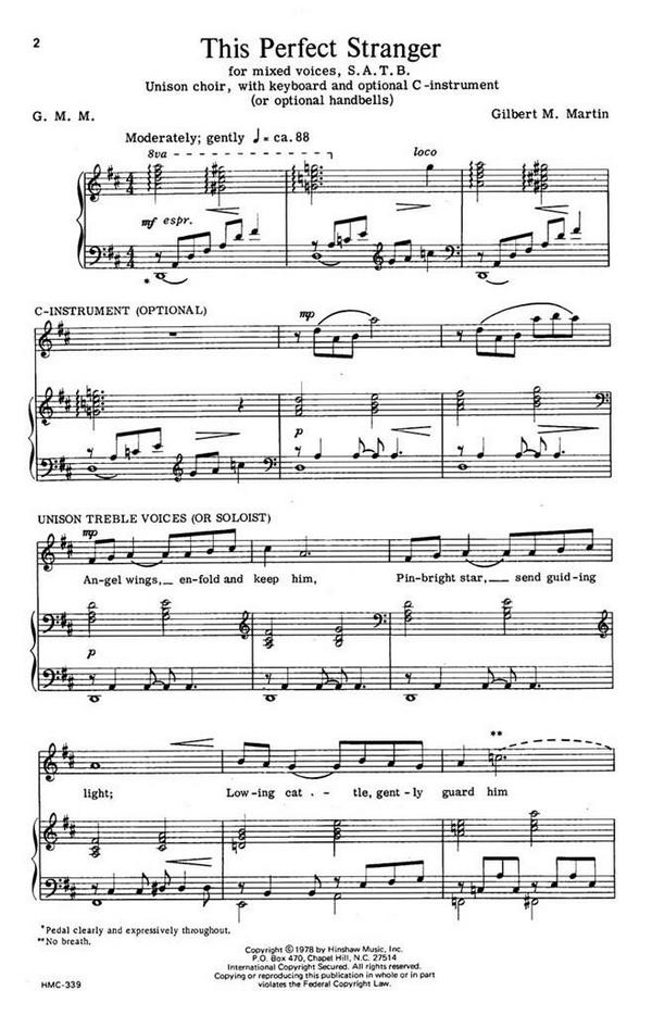 Gilbert Martin, This Perfect Stranger&nbsp;&nbsp;SATB, Keyboard, Optional C-Inst Or Handbells&nbsp;&nbsp;Chorpartitur