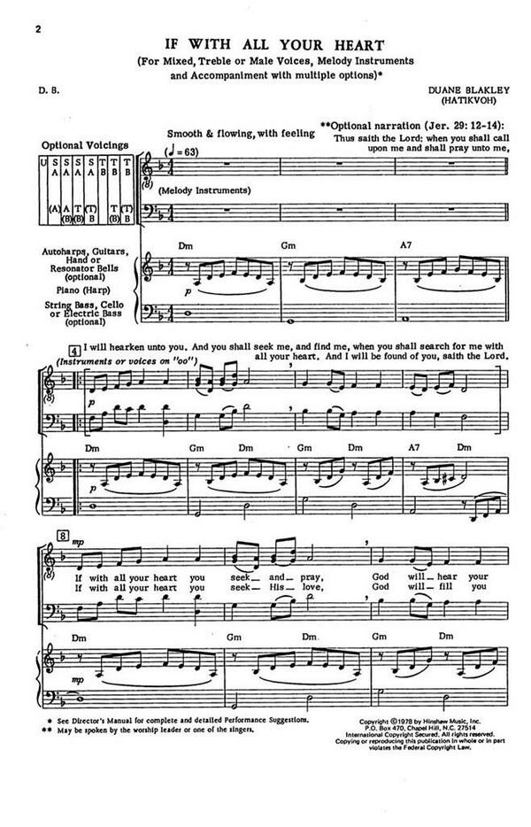 Duane Blakley, If With All Your Heart&nbsp;&nbsp;Flexible,&nbsp;&nbsp;Chorpartitur