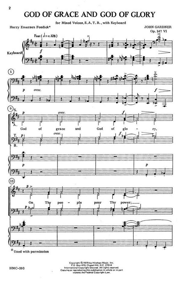 John Gardner, God Of Grace And God Of Glory&nbsp;&nbsp;SATB and Keyboard&nbsp;&nbsp;Chorpartitur