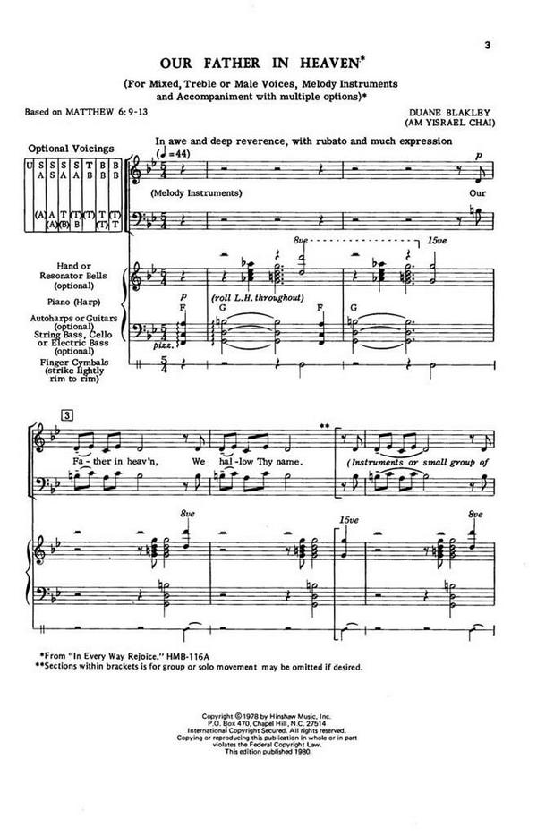 Duane Blakley, Our Father In Heaven&nbsp;&nbsp;Flexible,&nbsp;&nbsp;Chorpartitur