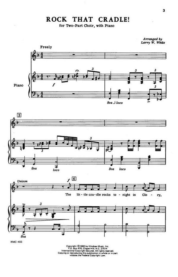 Larry White, Rock That Cradle&nbsp;&nbsp;2-Part Choir and Piano&nbsp;&nbsp;Chorpartitur