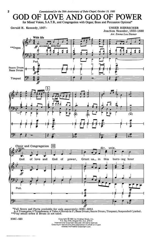 Joachim Neander, God Of Love And God Of Power&nbsp;&nbsp;SATB, Congregation, Organ&nbsp;&nbsp;Chorpartitur
