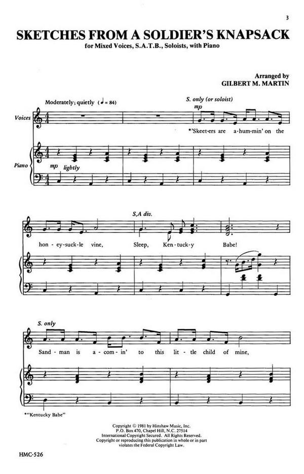 Sketches From A Soldier's Knapsack&nbsp;&nbsp;SATB, Solo, Piano&nbsp;&nbsp;Chorpartitur
