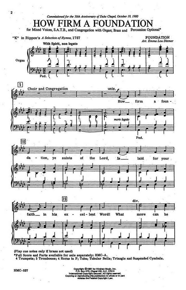 How Firm A Foundation&nbsp;&nbsp;SATB, Congregation, Organ&nbsp;&nbsp;Chorpartitur