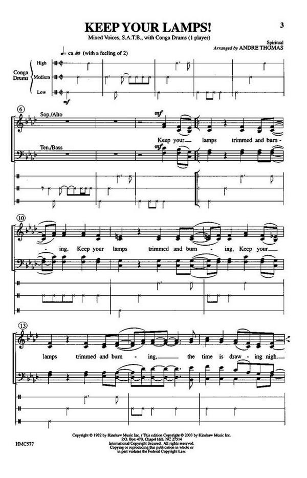 Keep Your Lamps [Thomas]&nbsp;&nbsp;SATB&nbsp;&nbsp;Chorpartitur