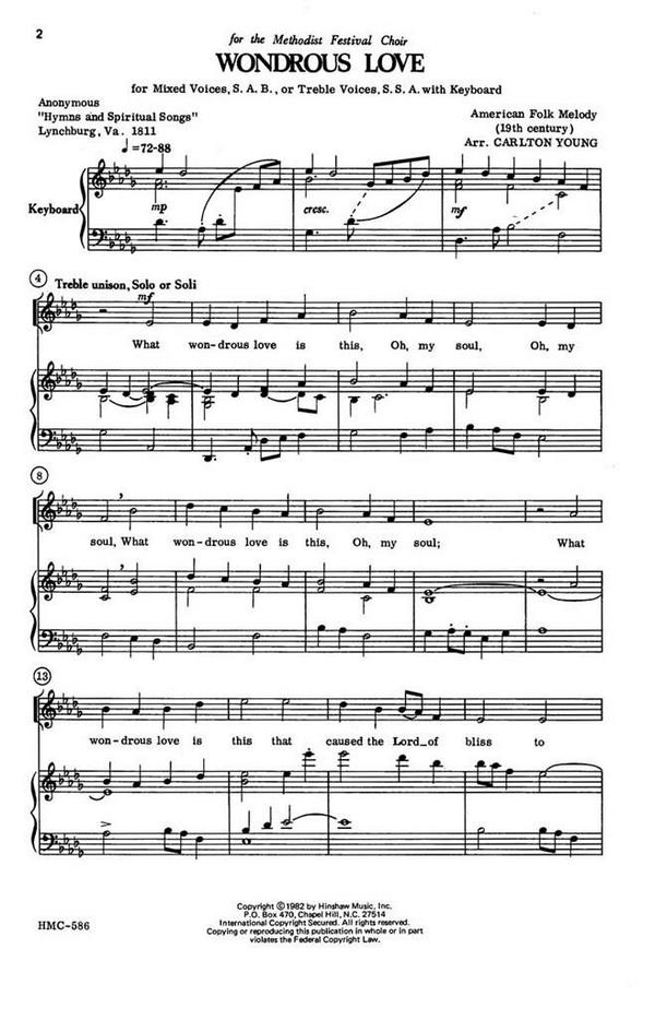 Wondrous Love&nbsp;&nbsp;Choral and Keyboard&nbsp;&nbsp;Chorpartitur
